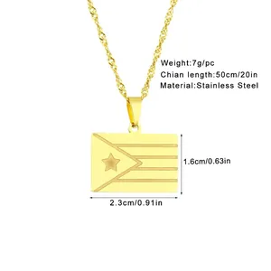 Dettaglio della collana con bandiera di Porto Rico in oro con misure e specifiche