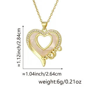 Goldene Herz-Halskette mit MOM-Inschrift und Pavé-Zirkonia als Geschenk zum Muttertag
