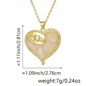 Goldene Herz-Halskette mit MOM-Schriftzug und Maßen, Geschenk für Muttertag für Frauen