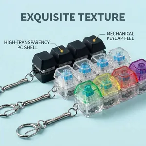 Stress relief toy 4-key mechanical switch fidget keychain with transparent PC shell