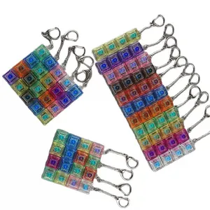 Vibrant multi-colored transparent PC mechanical keycap fidget toy keychain set of 4 keys