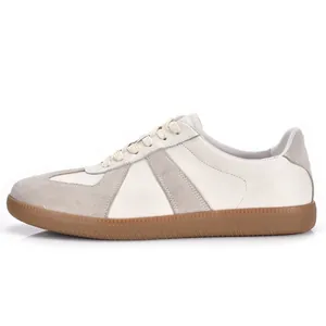 Retro Men's German Army Trainer sneakers in off-white leather and light grey suede