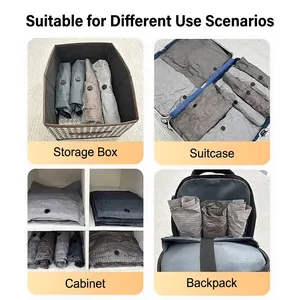 Hand-roll vacuum storage bags for clothes in suitcase, backpack and closet
