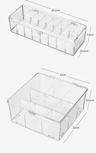 Clear acrylic storage boxes with dimensions for badges and cards desktop organizer