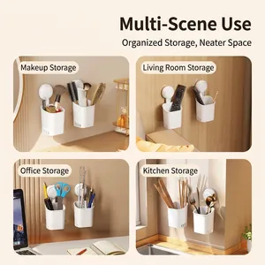 White wall-mounted suction cup storage organizer cups for home and office organization