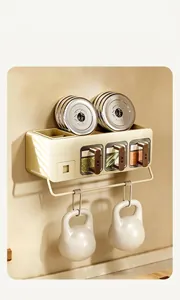 Wall-mounted seasoning organizer set demonstrating heavy-duty load capacity detail