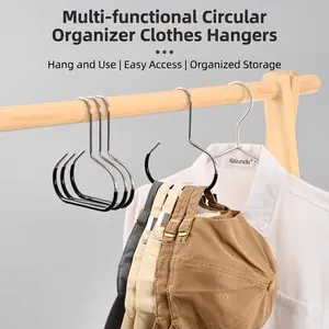 Multifunktionaler Metall Tauchbeschichteter Schalbügel Rutschfester Kleiderschrank Organizer Rund Z-Form Gürtel Rack