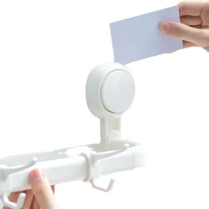 Weißer minimalistischer Saugnapf-Handtuchhalter mit Haken für das Bad ohne Bohren