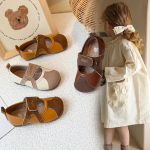 Νήπια Κορίτσια Patchwork Δερμάτινα Παπούτσια Mary Jane Μαλακή Σόλα Άνετα Παπούτσια Περπατήματος για Παιδιά Casual Φλατ Παπούτσια