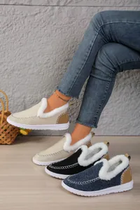Cozy women's winter slip-on shoes with thick white fur lining in multiple colors