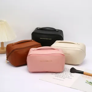 Large capacity cloud pillow makeup bag for travel, portable faux leather cosmetics organizer