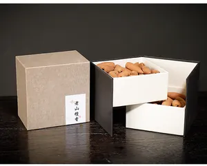 Detailed view of premium sandalwood incense cones in a two-tier gift box packaging