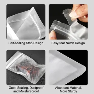 Frosted thickened ziplock bag for snacks with moisture-proof seal and easy-tear notch