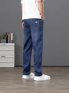 Jeans da uomo in denim Tencel di alta qualità, gamba dritta, blu chiaro per l'estate
