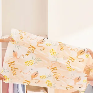 Thickened Vacuum Storage Bag No Pump Required Space Saving Clothes Quilt Organizer Bag With Tropical Flamingo Pattern