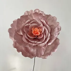 Grote kunstmatige fluwelen pioenroos bloem bruiloft etalage display fotografie rekwisiet