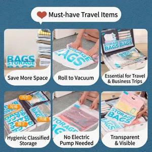 Sacs de rangement à compression sous vide manuels pour l'organisation de valises de voyage