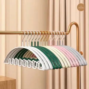 Wave Shape Non-Slip Clothes Hanger Trace-Free Metal Dip-Coated Hanger For Lingerie Camisole Sling Closet Storage Organization