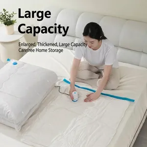 Vacuum compression storage bag with electric pump for bedding and seasonal clothes
