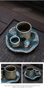 Soporte de cerámica azul moteado para Palo Santo y salvia con detalle de hongo