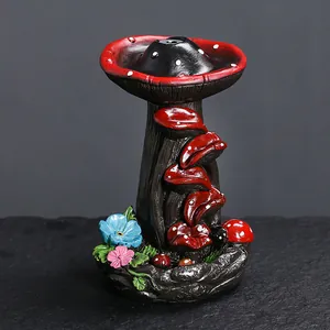 Mushroom backflow incense burner resin handicraft for creative home decor