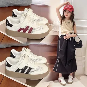 Kinder Mesh Sneaker Atmungsaktive Halbschuhe Für Jungen Mädchen Retro German Army Trainer Lässige Weiße Turnschuhe Mit Klettverschluss