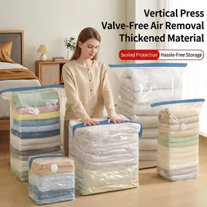 Pump Free 3D Vacuum Storage Bag Thickened Space Saving Compression Bag For Clothes Bedding Quilts Pillows Home Organization Durable Transparent Airtight Sealing Storage Bag