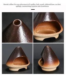 Close-up of ceramic incense burner showing textured gradient finish and round caliber.