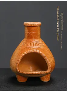 Bruciatore di incenso in ceramica fatto a mano a forma di camino per salvia