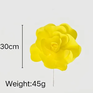 Große gelbe PE-Rose Dekofigur für Außenveranstaltungen, 30 cm Höhe, 45 g Gewicht