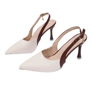 Escarpins slingback bicolores élégants pour femmes avec bout pointu et talon aiguille