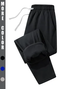 Men's fleece lined thickened sweatpants with drawstring for autumn and winter warmth