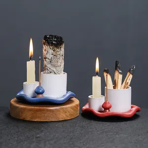 Creative Mushroom Ceramic Incense Burner Palo Santo Sage Holder Candle Tray Decorative Candelabra For Living Room Home Gift