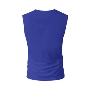 Back view of a plain royal blue quick-dry breathable men's sleeveless training tank top