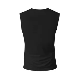 Back view of a minimalist black quick-dry breathable athletic tank top for men