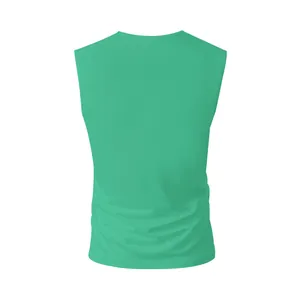 Detailed back view of a vibrant green quick-dry breathable sleeveless tank top for men