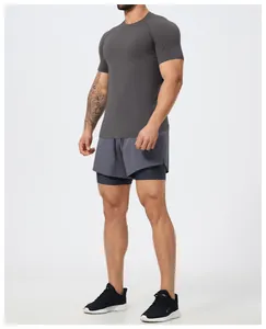 Men's athletic seamless quick-dry compression t-shirt for gym and running sessions.