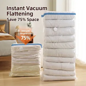 Vacuum storage bags for bedding compression, saving 75 percent space for home storage.