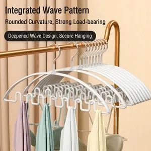 Modern white wavy non-slip clothes hangers for camisoles and underwear organization