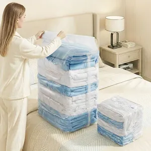 3D Vakuum Aufbewahrungstasche Pumpenfrei Verdickte Kompressionstasche Für Kleidung Decke Platzsparend PA PE Transparent Tasche