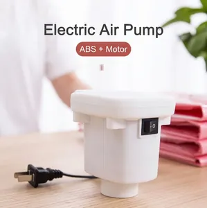 White electric vacuum air pump for storage bags with power plug, efficient motor for household use