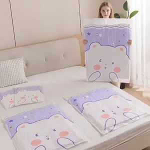 Sacchetto Sottovuoto in PA PE con Orsetto per Biancheria da Letto Vestiti Salvaspazio Sacchetto di Compressione Sigillato con Valvola