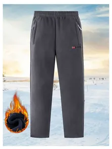 Dicke Herren Fleecehose in Grau aus doppelseitigem Polar-Fleece für den Winter