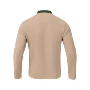 Vue arrière détaillée d'un polo à manches longues pour homme avec col contrasté vert foncé