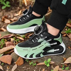 Boys Kids Running Shoes Lightweight Breathable Mesh Sneakers With Rotating Buckle Fashion Casual Athletic Shoes For School Outdoor