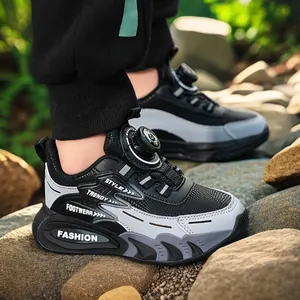 Boys' breathable mesh sports shoes with a convenient rotary buckle closure design