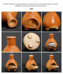 Viste dettagliate del mini bruciatore di incenso in ceramica fatto a mano