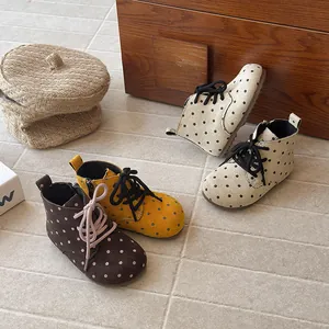 Stylish polka dot children's ankle boots with soft soles for various autumn and winter seasons