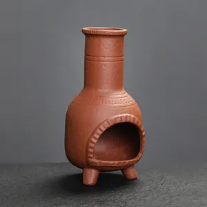 Rustic terracotta mini fireplace incense burner for sage smudging and home decor