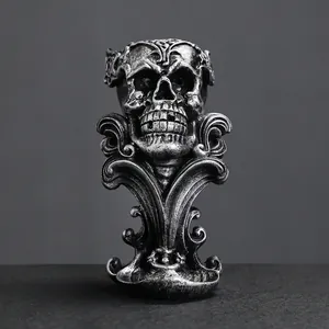 Antique silver skull backflow incense burner creative resin chalice gothic ornament